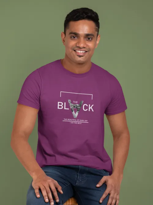 Maroon Men T-shirt - Black Print