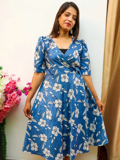Wrap Dress with Endless Charming - Blue
