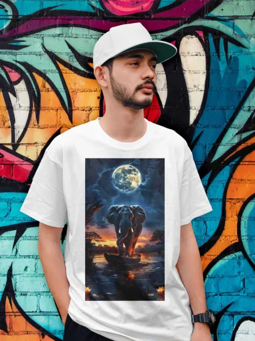 White T-shirt with elephant