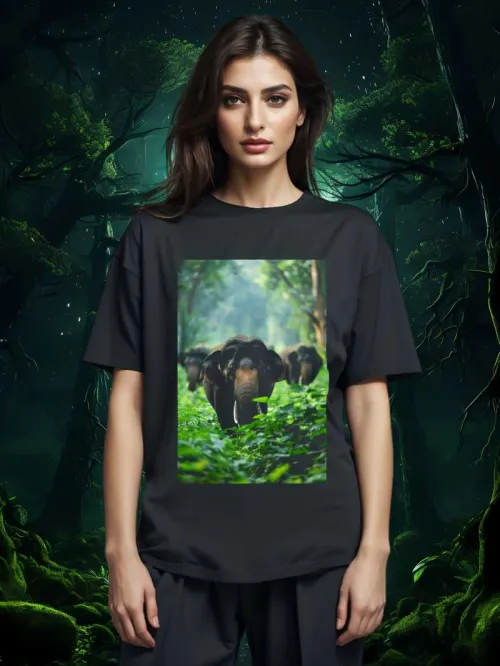Black unisex T-shirt for Elephant lovers
