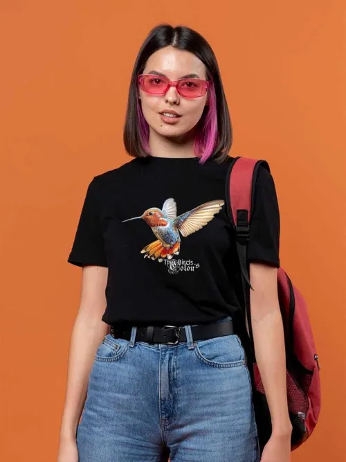 Birds Colors | Beautiful black T-shirts for women