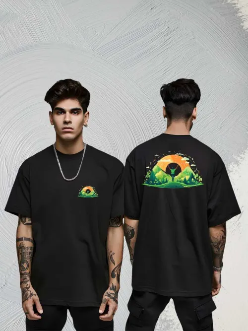 Black T-shirt with sunset