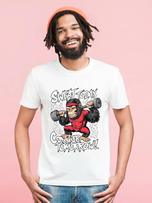 Monkey Sticker White T Shirt