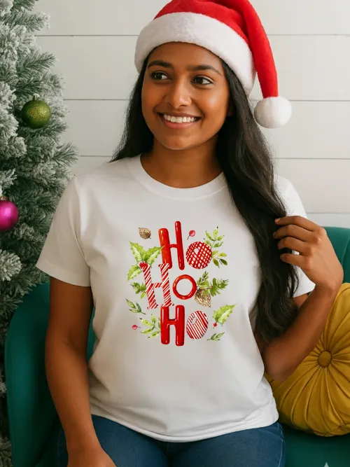 Ho Ho Ho Christmas TShirt | White | F