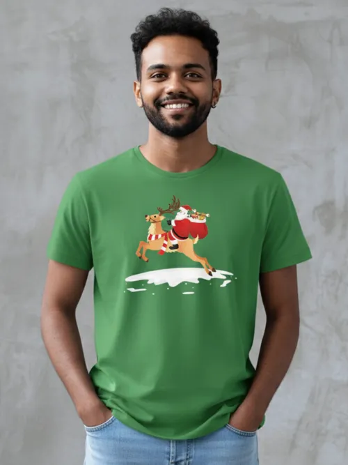 Flying Santa TShirt | Green
