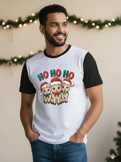 Ho Ho Ho Two Tone TShirt | Black