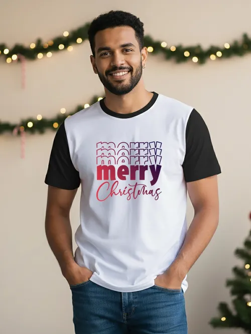 Retro Merry Vibe Two Tone TShirt | Black | M