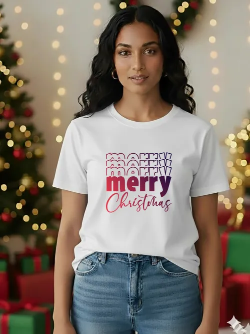 Stacked Merry Christmas Shirt | F