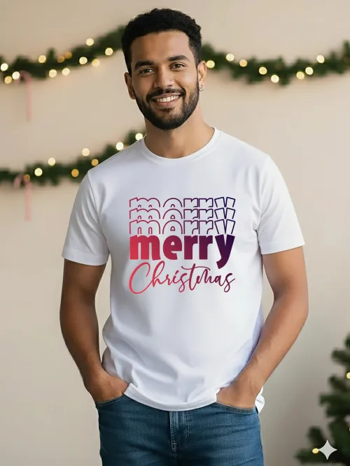Stacked Merry Christmas Shirt | M