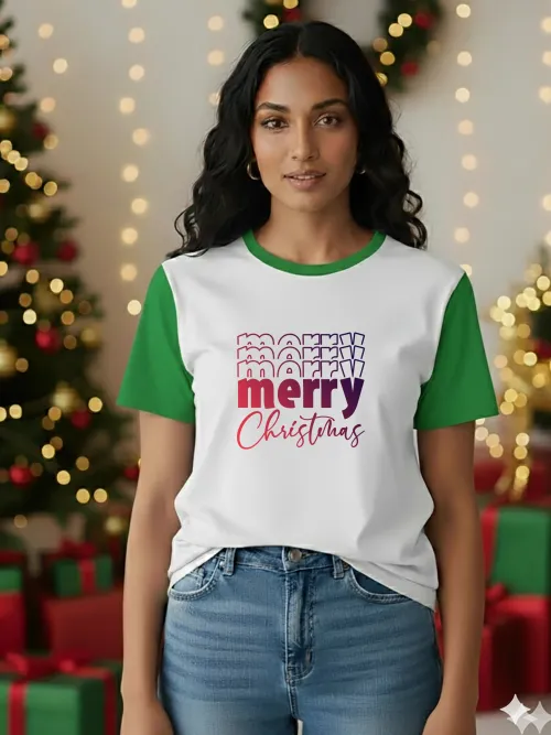 Retro Merry Vibe Two Tone TShirt | Green | F