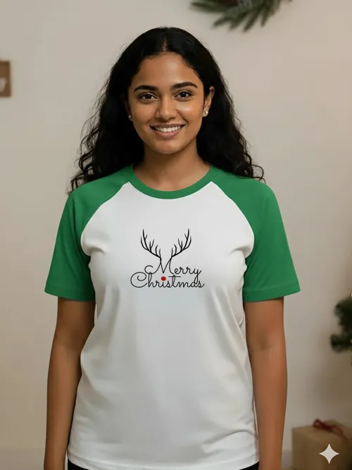 Minimal Merry Raglan Sleeve TShirt | Green