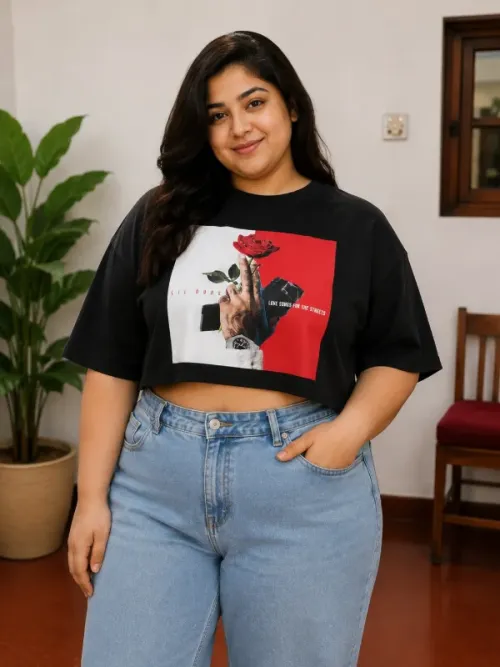 Printed oversize crop top