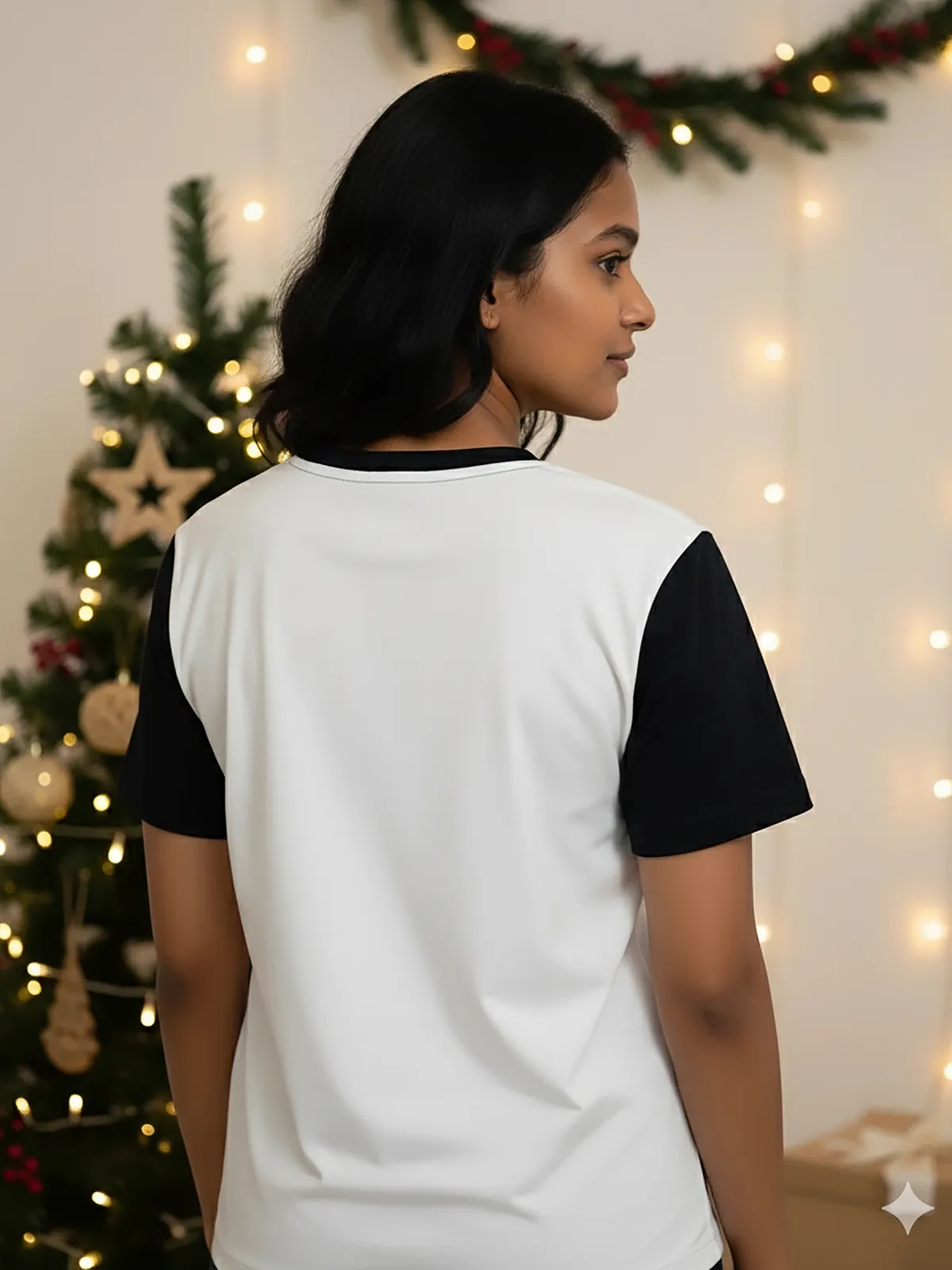 Retro Merry Vibe Two Tone TShirt | black | F